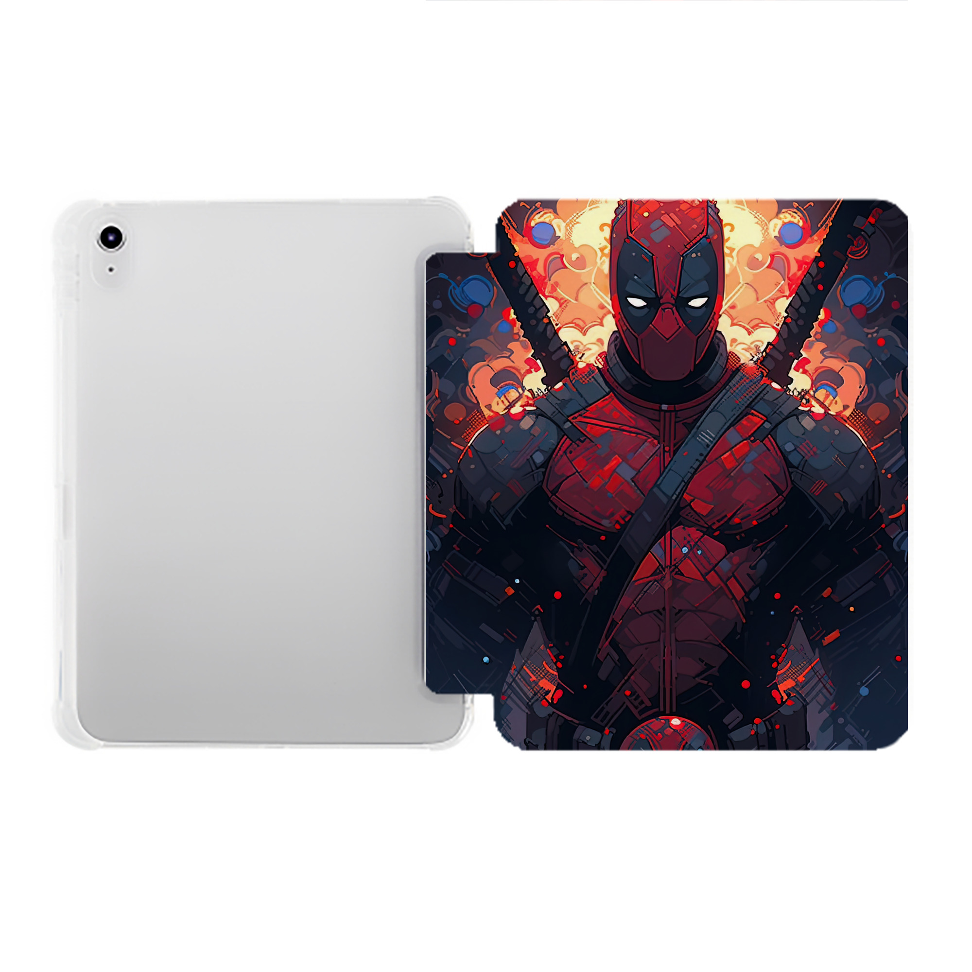 （画像用） Deadpool デッドプール IPad ケース ペン収納付き 三つ折りスタンド PUレザー×シリコン 対応機種9.5/10.5/10.9インチ